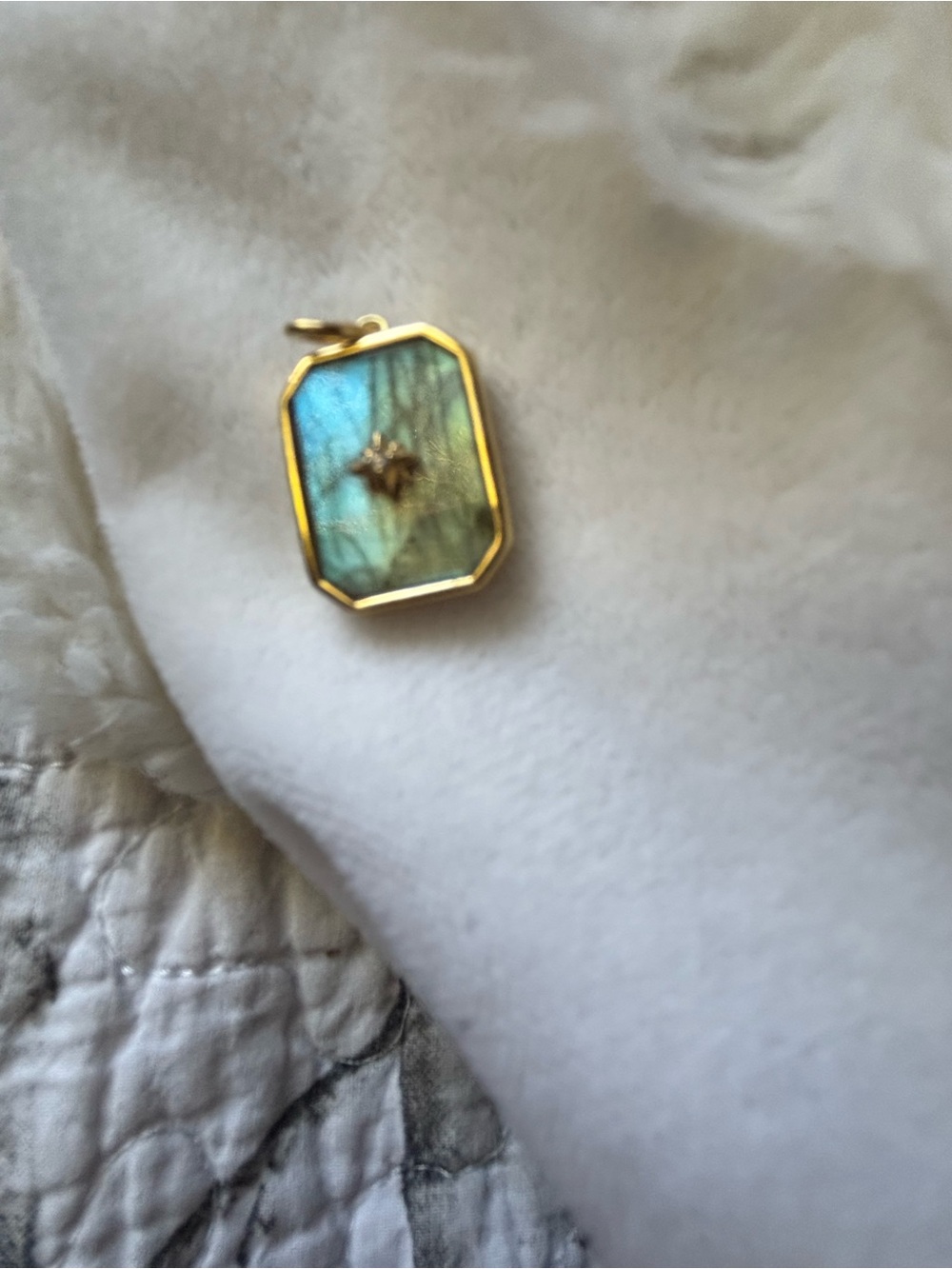 Hillberg and Berk labradorite gemstone charm for necklace gold